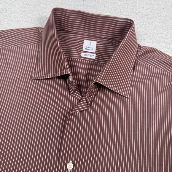Mastai Ferretti Dress Shirt Men's 17.5 - 44 Button Up French Cuffs Striped Italy - Picture 1 of 8